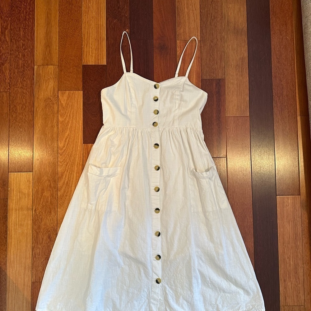 Design Lab | White cotton button-down lined sundress size M